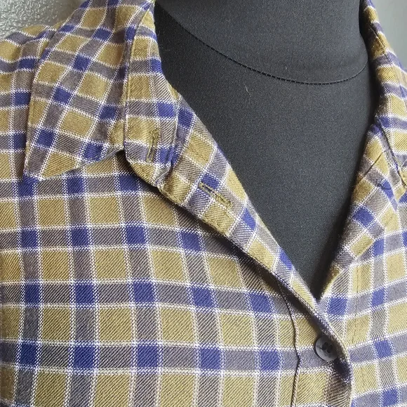 Treasure and bond green and blue plaid button front blouse size 2X - Picture 2 of 5